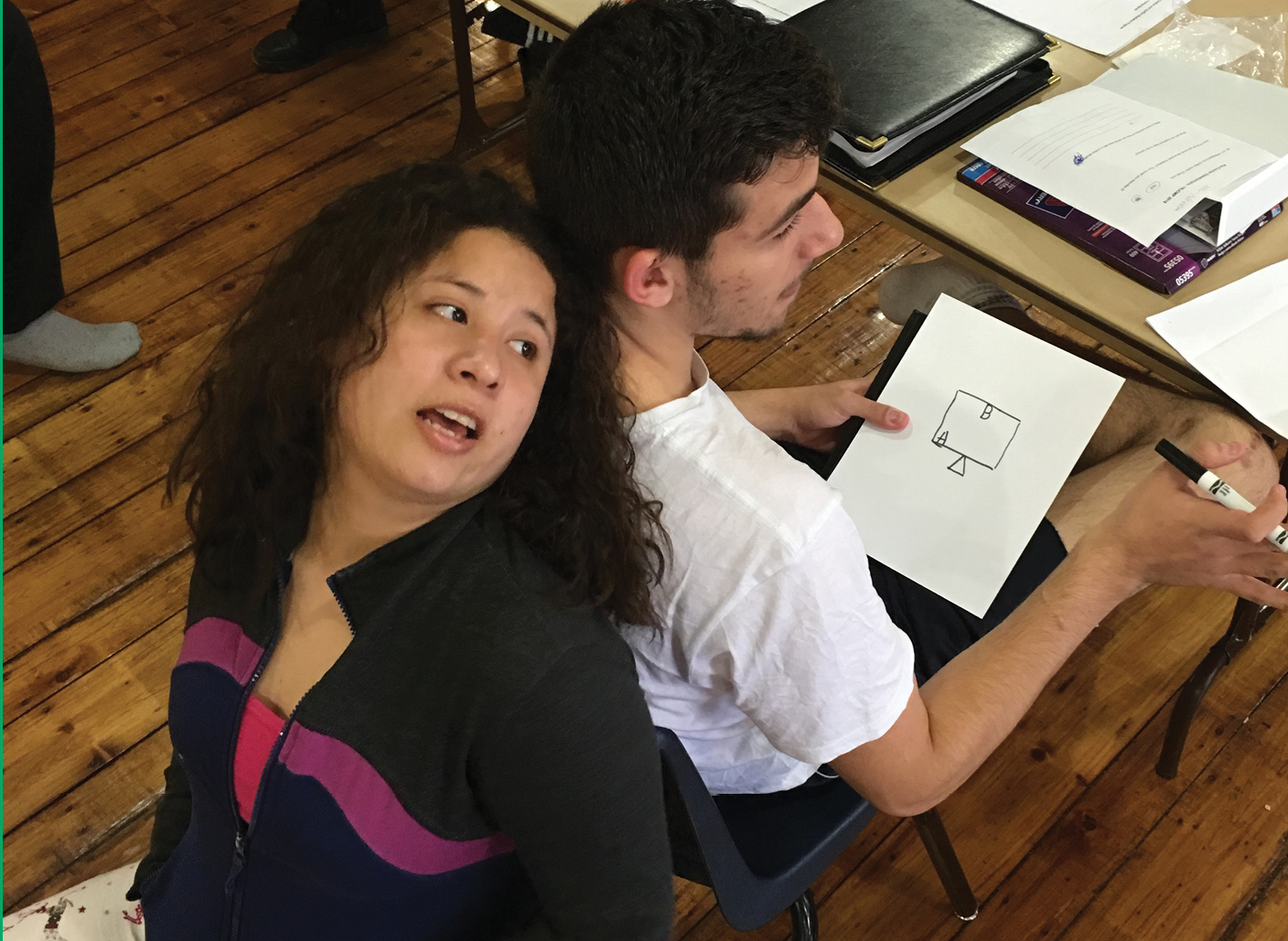 Students role-play during a mediation training session