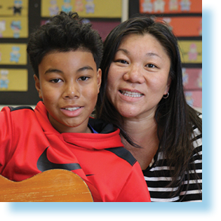 smiling teen and mother