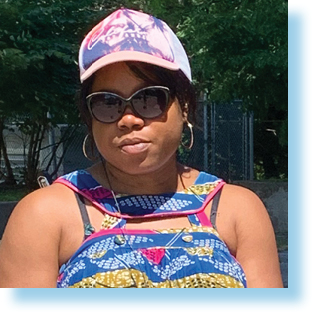 smiling woman in park