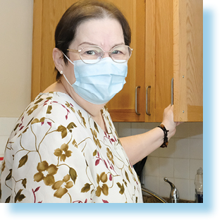 elderly woman in medical mask