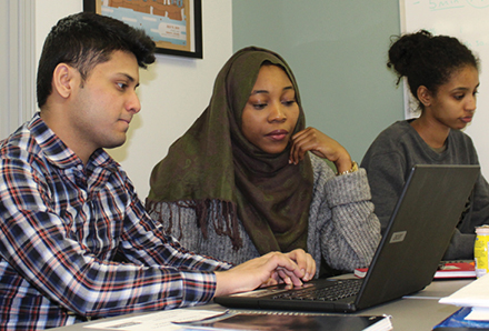 people at an in-person employment workshop