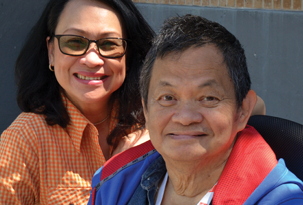 smiling man and caregiver