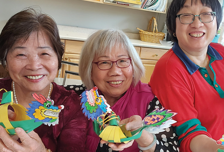 Chinese seniors making crafts
